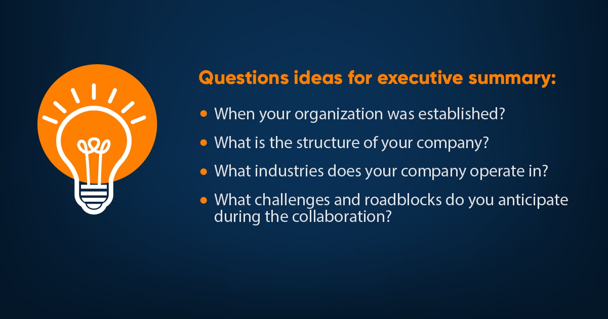 Question ideas for executive summary